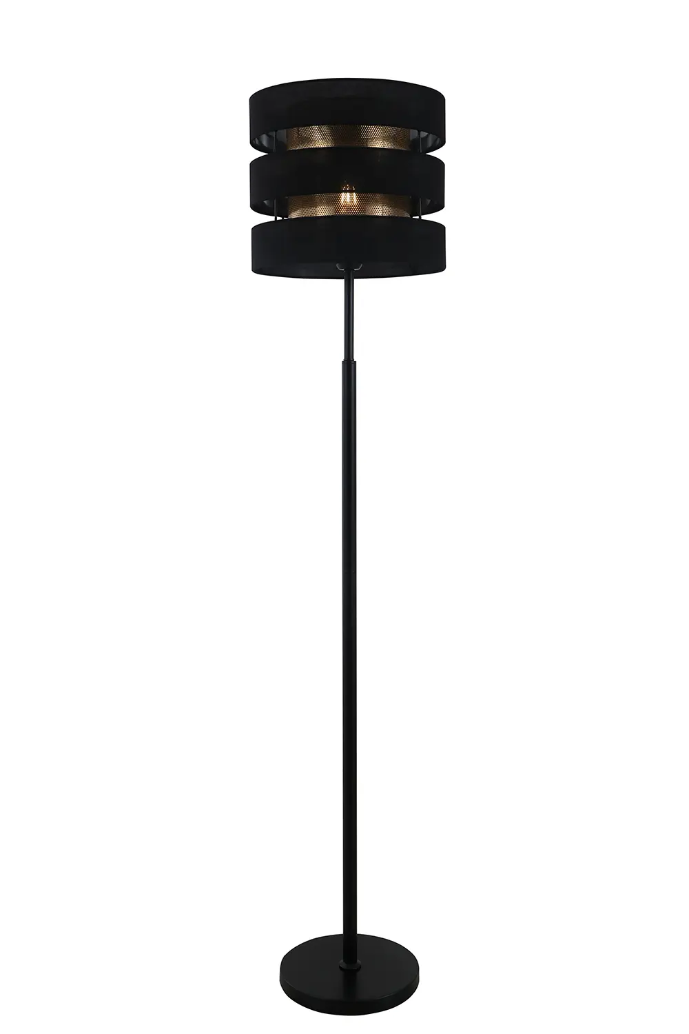 How does the Geometric Layout of Dual Shade Black Floor Lamp Affect Light Distribution and Spatial Aesthetics?
