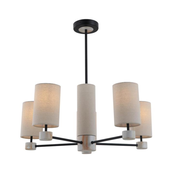 5-Lights Linen beige Metal Pendant Lamp