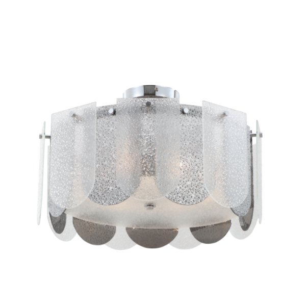 6-Light Dual Glass Chrome Mirror Finish Drum Ceiling Light