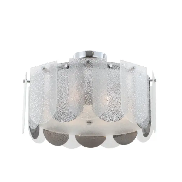 6-Light Dual Glass Chrome Mirror Finish Drum Ceiling Light