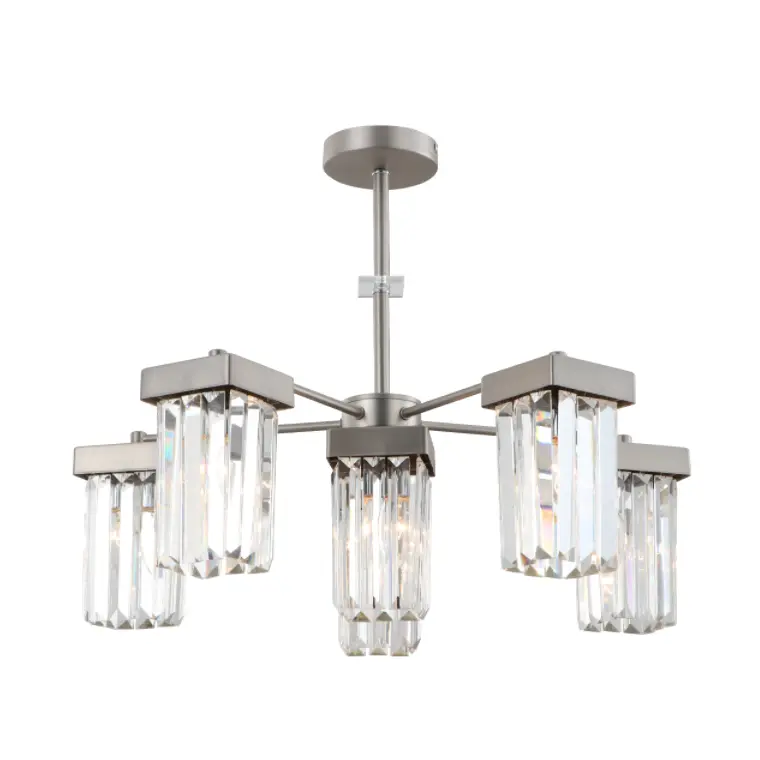 6-Light Nickel Modern K9 Crystal Ceiling Chandelier
