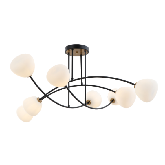 Black 8-Glass Flush Mount Ceiling Light
