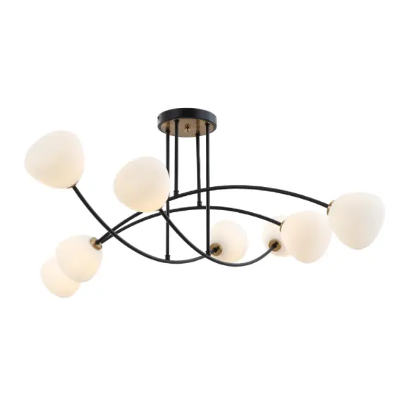 Black 8-Glass Flush Mount Ceiling Light