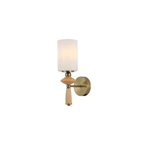 Brass Wall Sconce with Opal Glass Shade