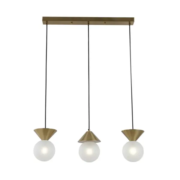 Brushed Brass Linear 3-Lights Pendant Lamp