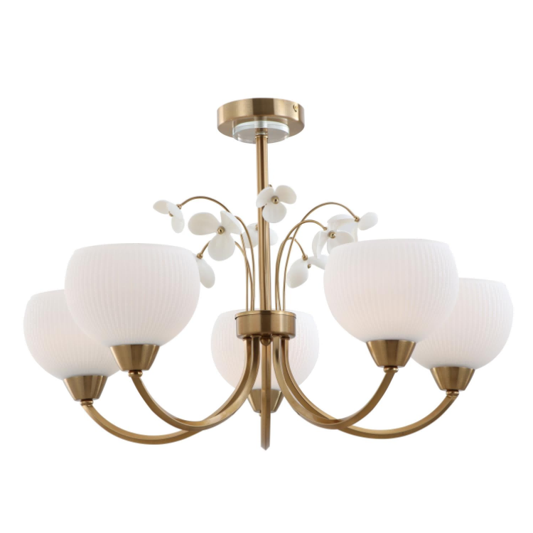 Classic Copper 5-Glass Ceiling Light
