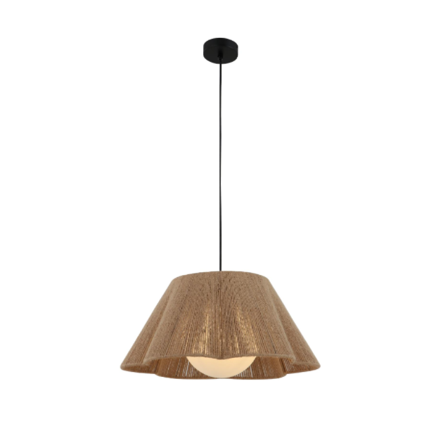 Hemp Rope And Glass Shade Pendant Lamp