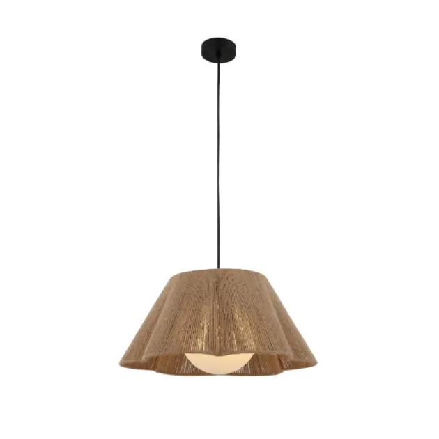 Hemp Rope And Glass Shade Pendant Lamp