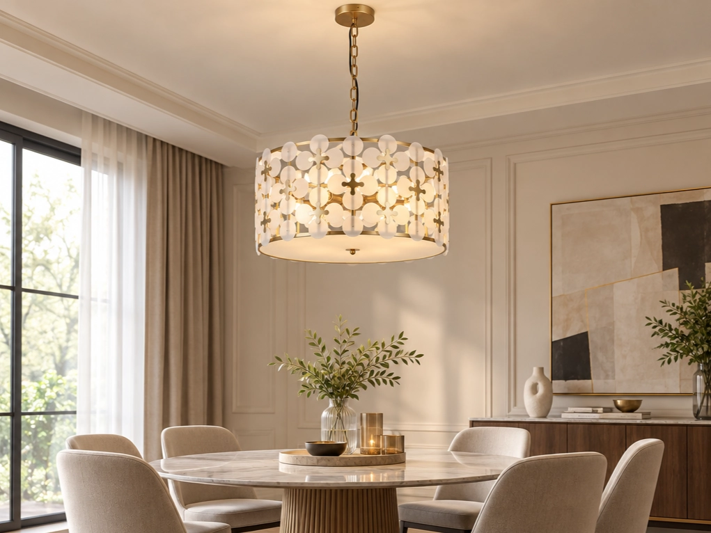Modern gold hanging lamp layered glass petal effect, highend residential ceiling chandelier Strong Lighting