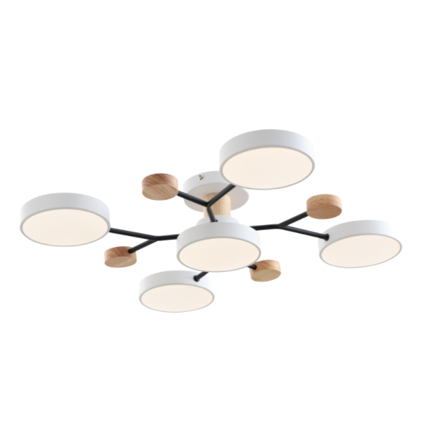Modern LED Ceiling Lamp With Wood Accent
