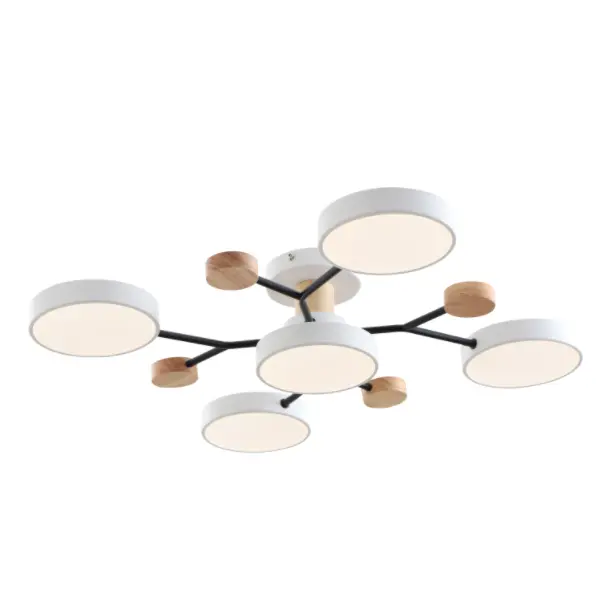 Modern LED Ceiling Lamp With Wood Accent