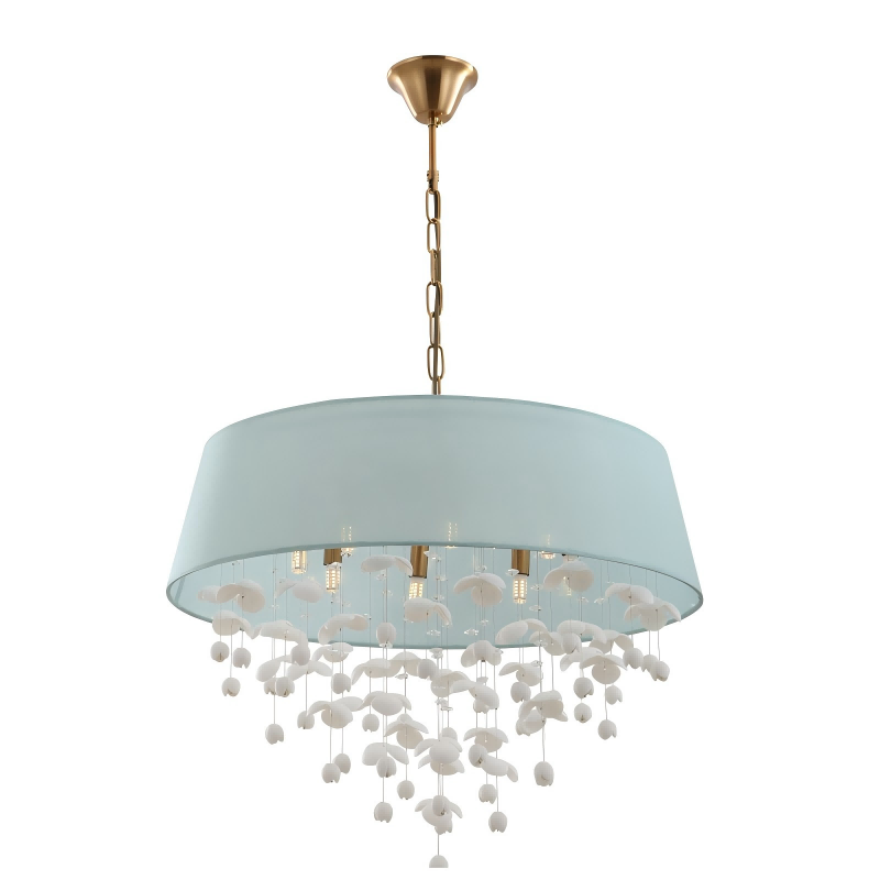 Modern Porcelain Drum Shade 8-lights Chandelier For Living Room