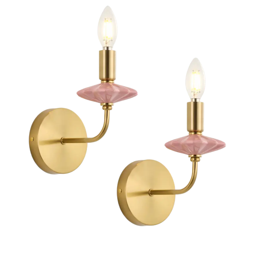 Pink ceramic candle wall lamp