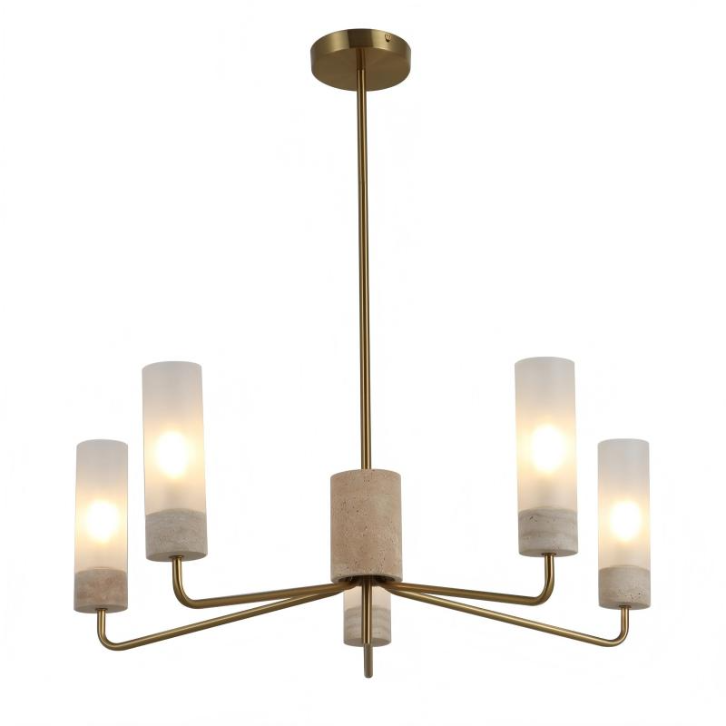 Sculptural Travertine Stone Chandelier