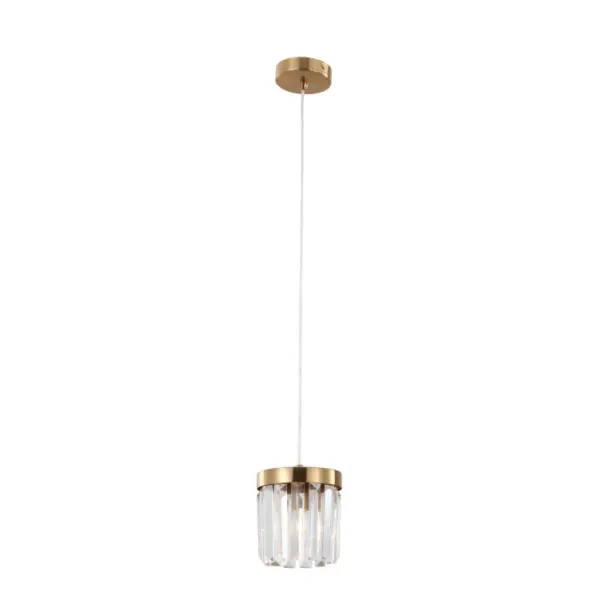 Single E14 Base Brushed Gold K9 Crystal Pendant Light