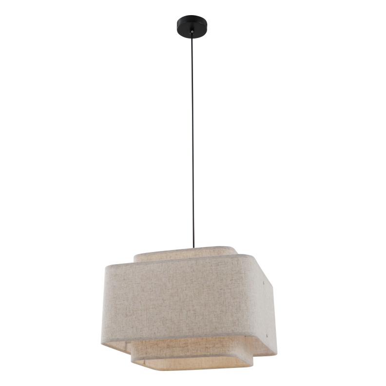 Single-Light Square Rustic Drum Pendant
