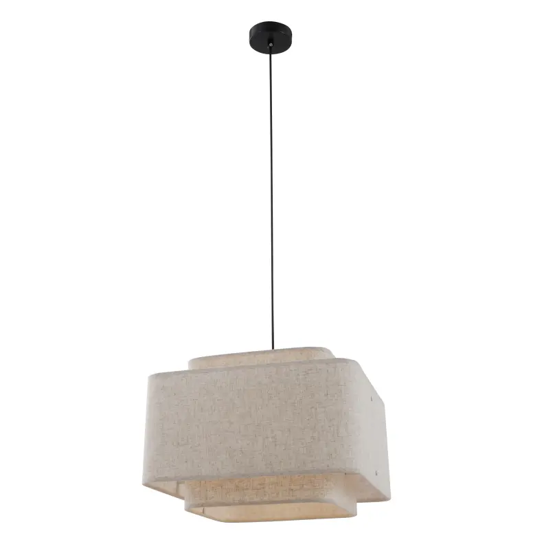 Single-Light Square Rustic Drum Pendant