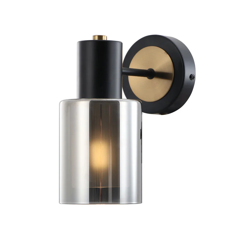 Smoky Double-glasses Down Slim Wall Light